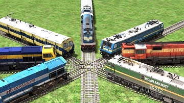 7 TRAINS CROSSING EACH OTHER | BRANCHED RAILROAD | BUMPY FORKED RAILROAD