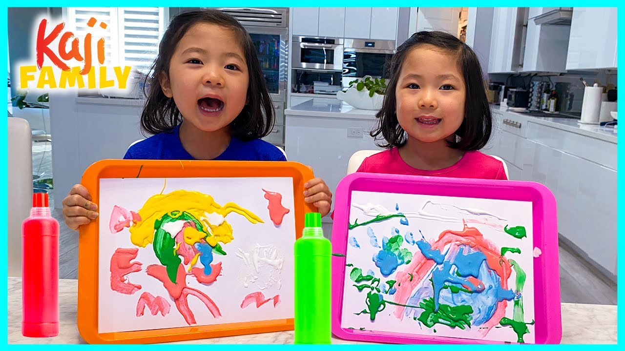 Spin Art Maker Toy Paint Challenge for Kids with Emma and Kate!!! 