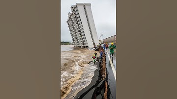 Shocking Ground Collapse Sends Building into River!