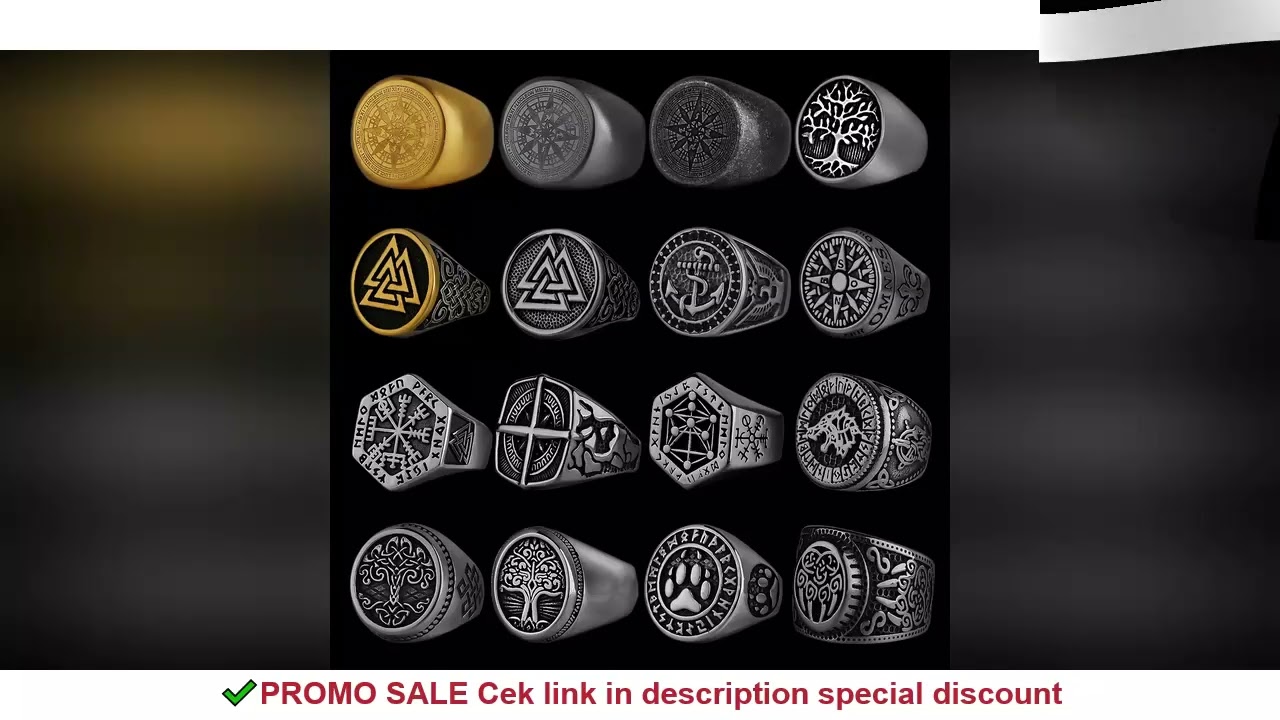 Nordic Viking Stainless Steel Ring Anchor Compass Tree of Life Viking Rune Wolf Men and Women Ring J