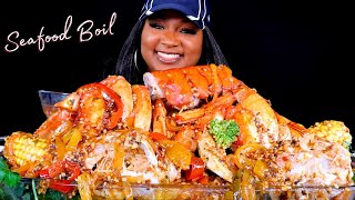 DUNGENESS CRAB LEGS + LOBSTER TAILS , SEAFOOD BOIL MUKBANG