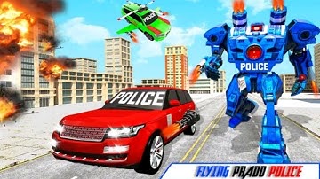 Flying Prado Helicopter Car Transform Robot Games