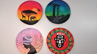 Arte africana - pintura em prato de papel