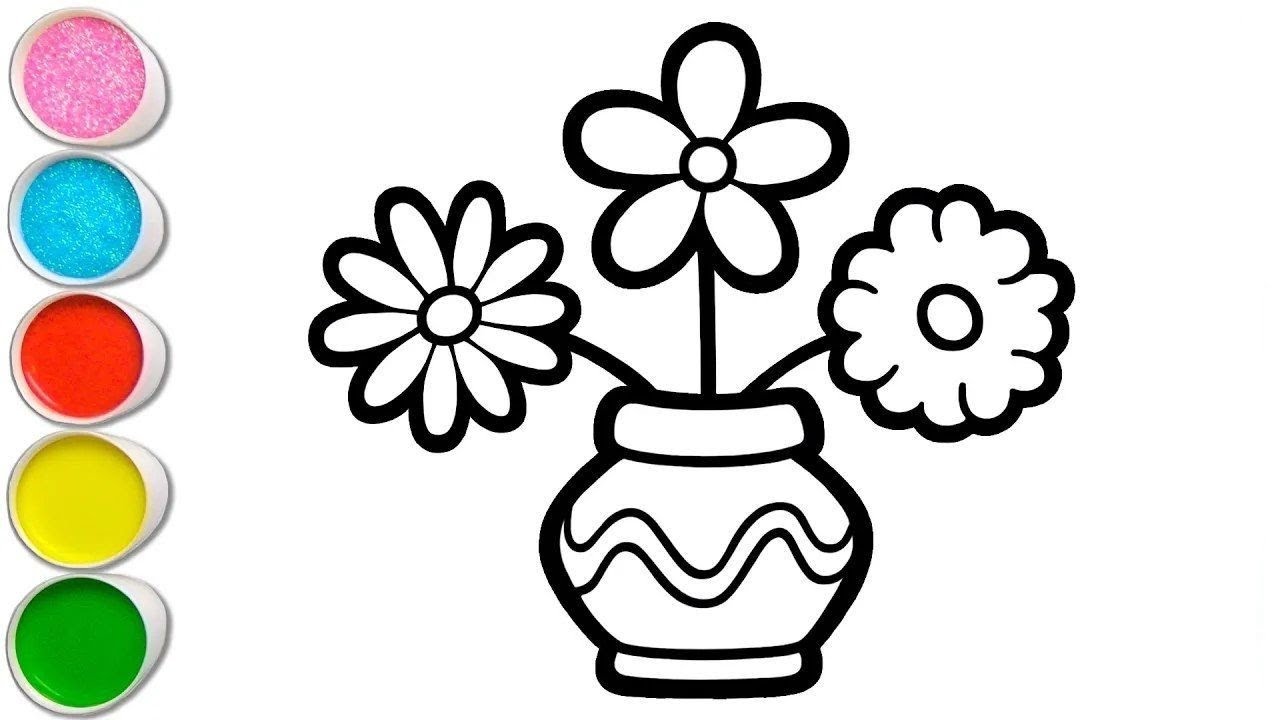 Spring Flowers Drawing, Painting & Coloring 🌼🌸🌻 Cute Simple Drawings for Kids 🎨 