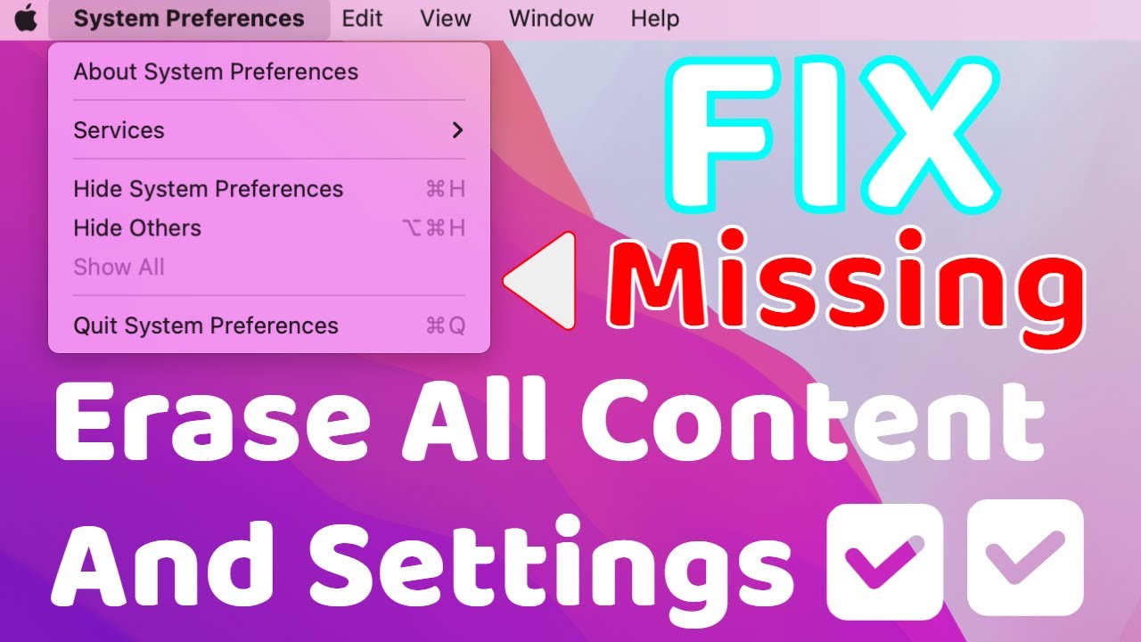 Macos monterey erase all content and settings missing/not showing SOLVED - Factory Reset Done