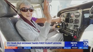 99-year-old woman learns to fly plane in Torrance, checks off bucket list dream