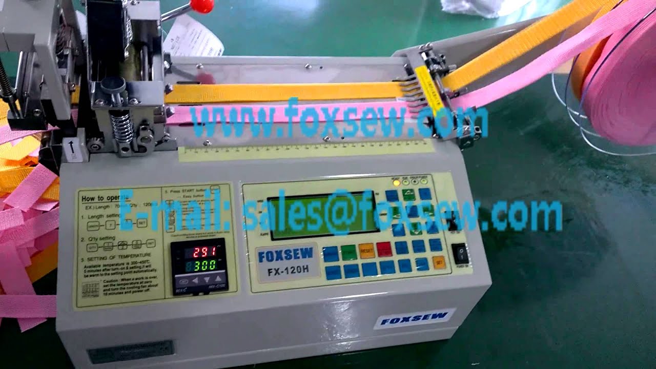 Automatic Hot and Cold Tape Cutting Machine,4 Webbing Belt Textile Ribbon  Cutting Machine,Metal Strip Precise Digital Belt Cutter for Nylon Plastic