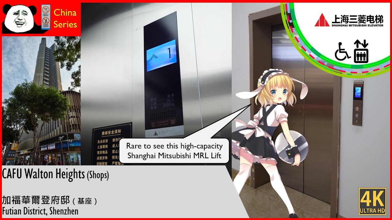 Shanghai Mitsubishi LEHY-MRL-II MRL Traction Lift at CAFU Walton Heights (Shops), Shenzhen