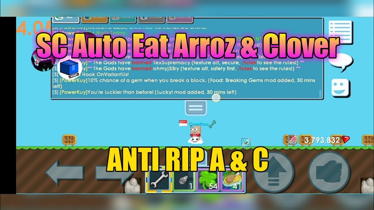 Script Auto Eat Arroz And Clover Anti Rip Creative PS - YouTube