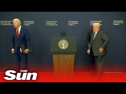 Biden awkward gaffe as he wanders off without shaking President Lula's hand