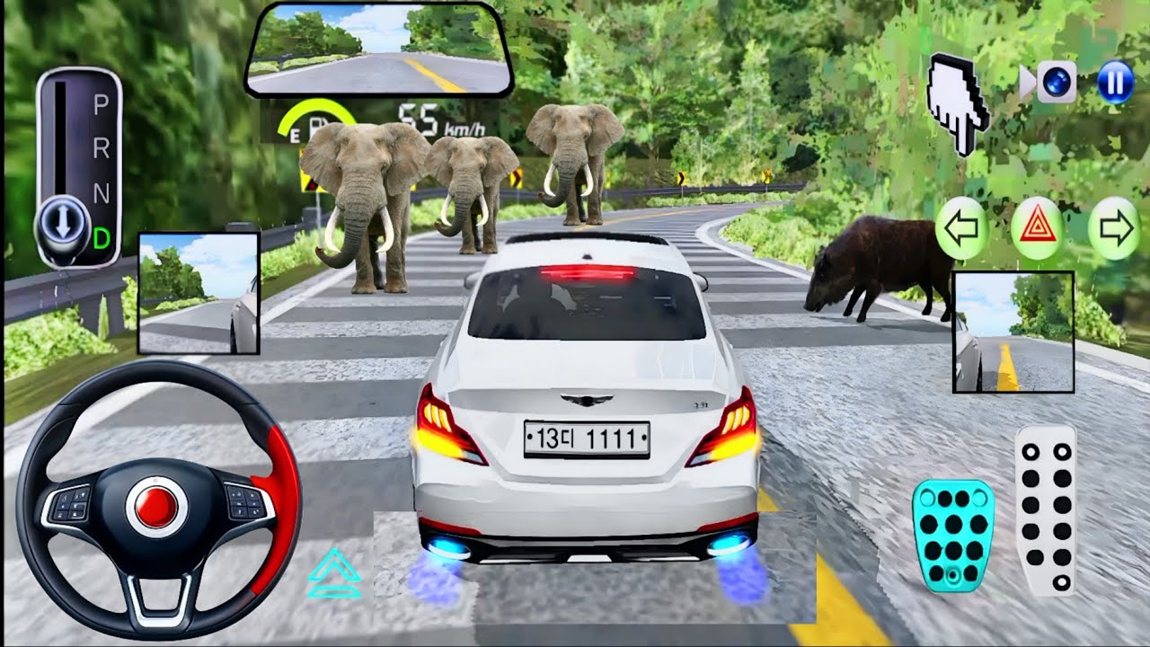 New White Car Vs Animals Attack On The Road - 3d Driving Class android game play || Car Game #gaming
