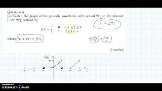 Fourier Series May 2016 Q5 Part A S6 Eng LYIT Sketch Graph