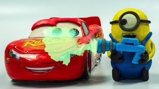 Stink Gun Cars 3 Disney Pixar Lightning Mcqueen Engine Stalls Olaf Finds Banana🍌 + Minion