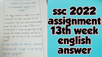 ssc 2022 assignment 13th week english answer ||100% correct || English solution ll