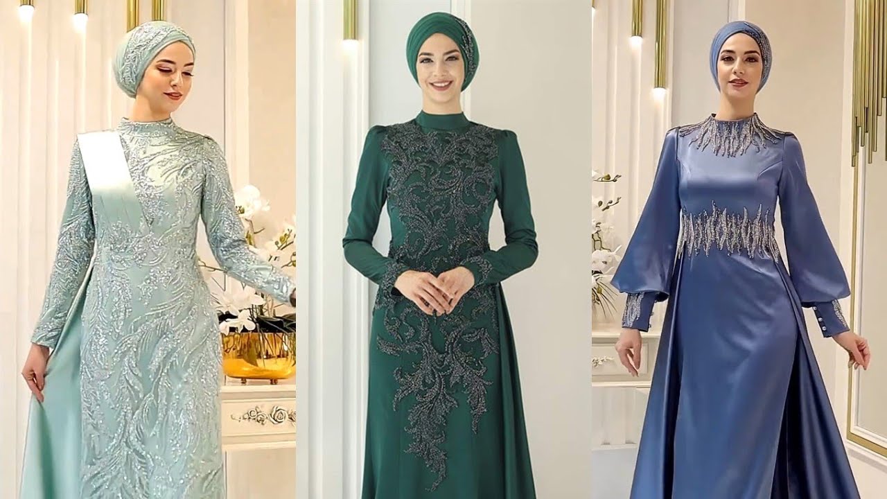 2023 Koleksiyon Tesettür Abiye Modelleri Turkish Hijab  Dresses  فساتين سهرة للمحجبات