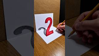 Amazing 3D Trick Number (2) Real Illusion on Paper 😱 #shorts #drawing #trick #magic #art #draw #fyp