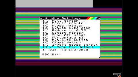 ZEsarUX emulator - new transparent menus