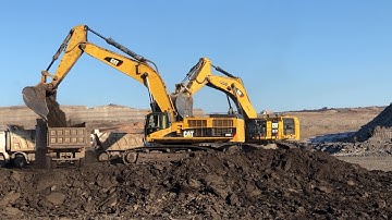 Caterpillar 385C & 6015B Excavators Loading Overburden In A Massive Mine - Sotiriadis/Labrianidis 4K
