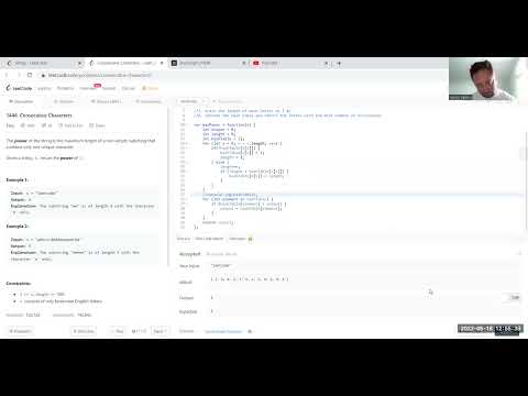 1446. Consecutive Characters - Javascript - Time: O(n) Space: O(n) - Leetcode