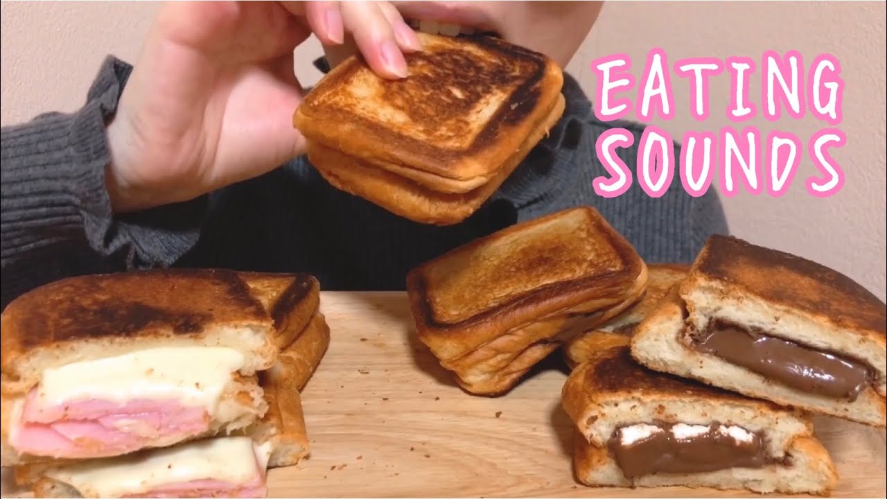 《Eating sounds》チーズ,ヌテラマシュマロ焼きサンド!Grilled Mozzarella,Nutella marshmallow sandwiches!
