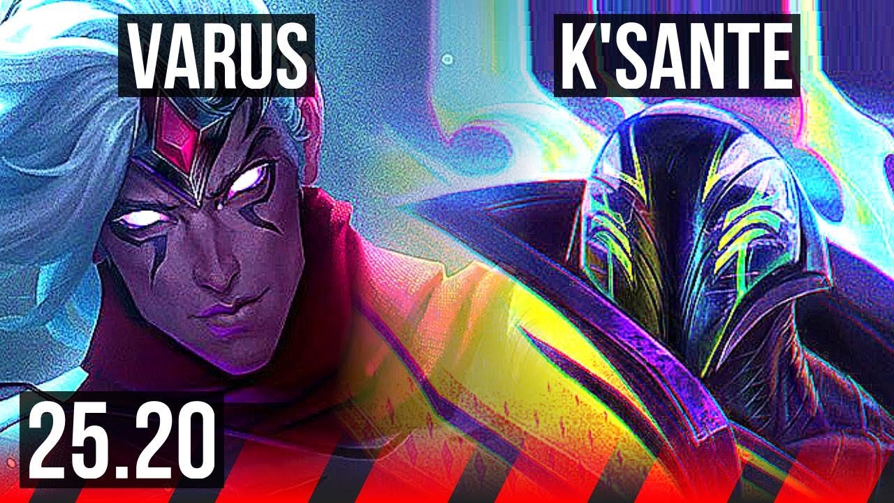 VARUS vs K'SANTE (TOP) | Quadra, 61k DMG, Legendary, 19/2/2, Comeback | EUNE Master | 25.20