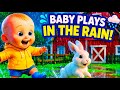 Splash Splash! Baby & Bunny Play in Rain ☔🐰