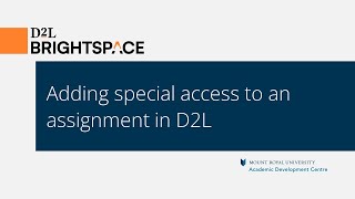 Adding special access to an assignment in D2L