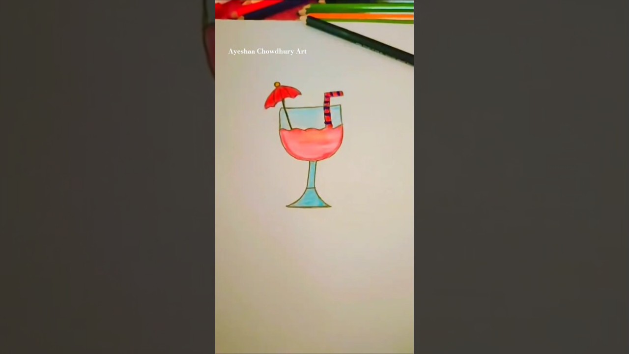 Easy juice glass drawing tutorial 