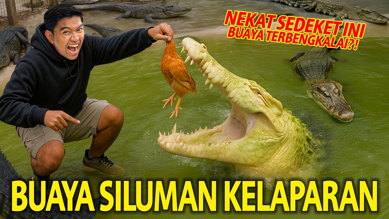 NEKAT SEDEKET INI BUAT KASIH MAKAN SILUMAN BUAYA KELAPARAN! AIR PENUH LUMUT INI ADA BUAYA GANASNYA!