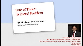 Find all triplets with zero sum # ThreeSum Algorithm # Lecture and Practical session with Analysis