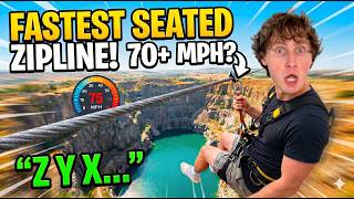 Doing the *WORLDS FASTEST* ZIPLINE saying the ALPHABET BACKWARDS!!😳💨 (70 MPH🚫)