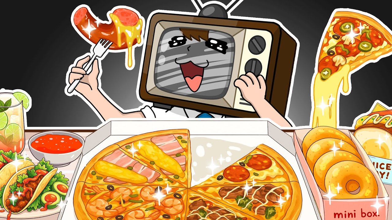 ASMR MUKBANG | Il Mastodontico Telepiedone Planetario Korean Food : Pizza, Hot Dog | Animation