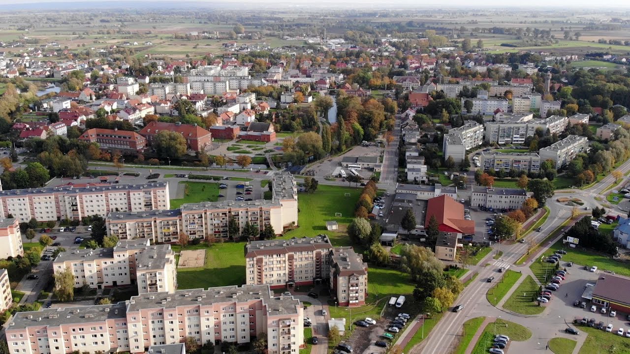 Nowy Dwór Gdański z lotu ptaka - październik 2020