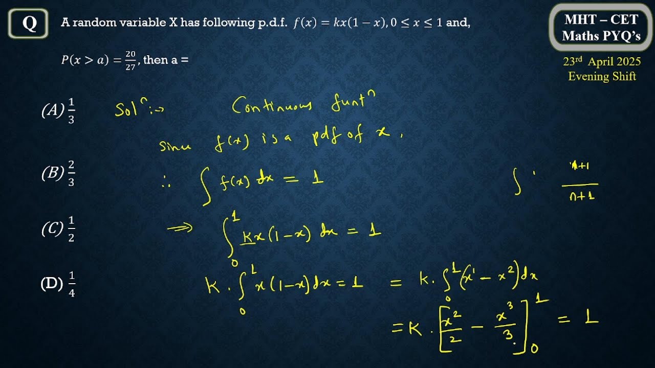 Can You Solve This Probability Distribution Question? 🤔 | MHT-CET Maths PYQ Practice 