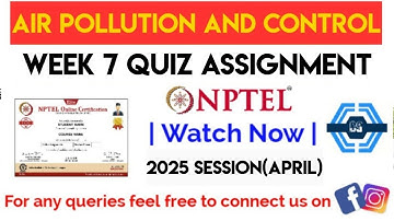 Air Pollution and Control Week 7 Solution | Week 7 Assignment | NPTEL 2025(April) | SWAYAM |