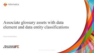 Associate Glossary Assets with Data Element and Data Entity Classifications