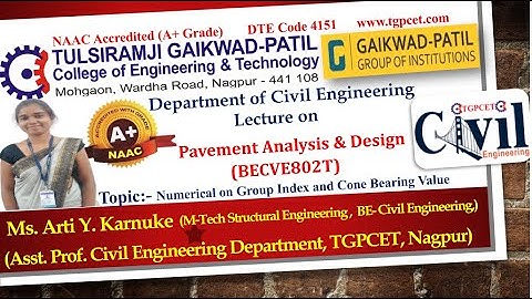 Pavement Analysis & Design: Numerical on Group Index and Cone Bearing Value by Ms. Arti Karnuke