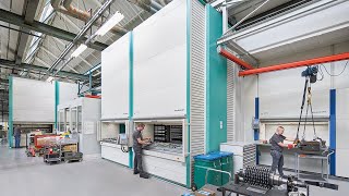 Organisation du stockage avec 7 Hänel Lean-Lift® et 3 stockeurs à 3 axes Hänel Multi-Space®