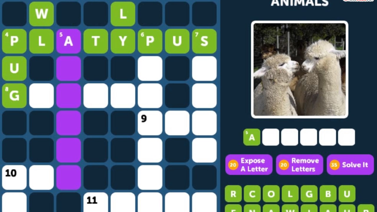 Crossword Quiz ANIMALS Level 1 - Walkthrough