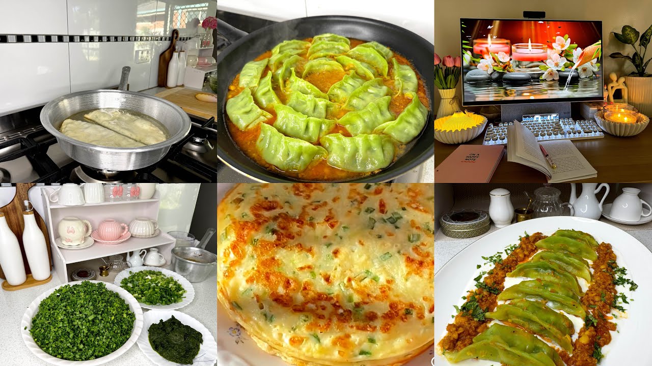 A day in the kitchen vlog | Green recipes | dumpling | bolani & paratha