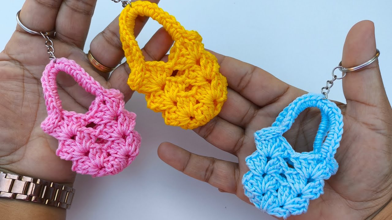 CHAVEIRO DE CROCHÊ MINI BOLSINHA - mini bag crochet