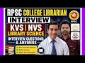 KVS NVS Library Science Interview | RPSC College Librarian Mock Interview