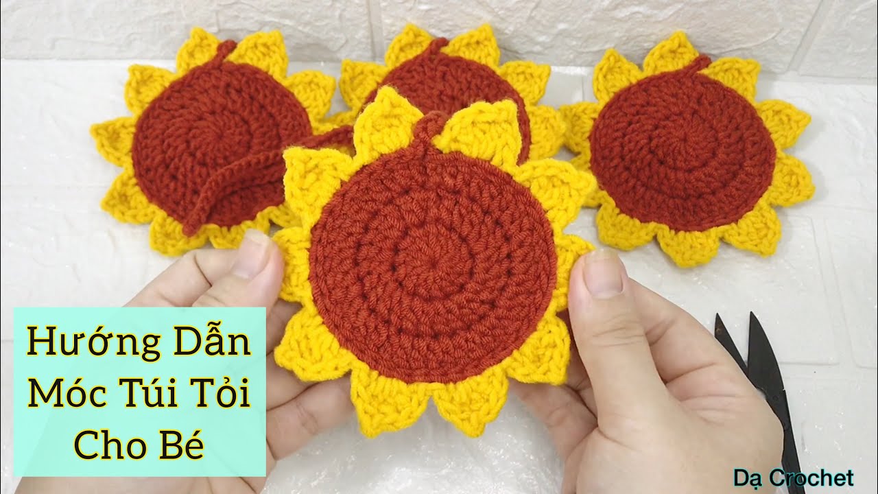 Crochet | Hướng Dẫn Móc Túi Đựng Tỏi Hoa Hướng Dương Cho Bé | Dạ Crochet