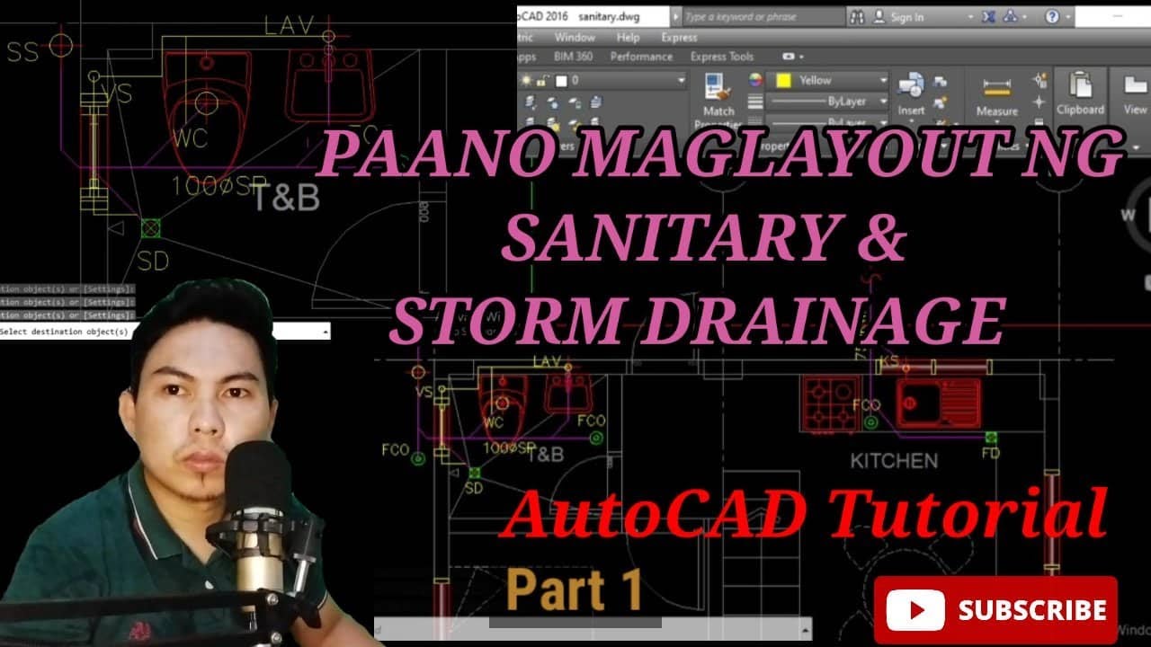 PAANO MAG LAYOUT NG SANITARY & STORM DRAINAGE ( AutoCAD Tutorial) Part 1