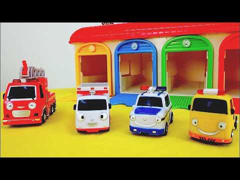 Rescue Vehicles: fire truck, toy ambulance, excavator and police car. Kids video
