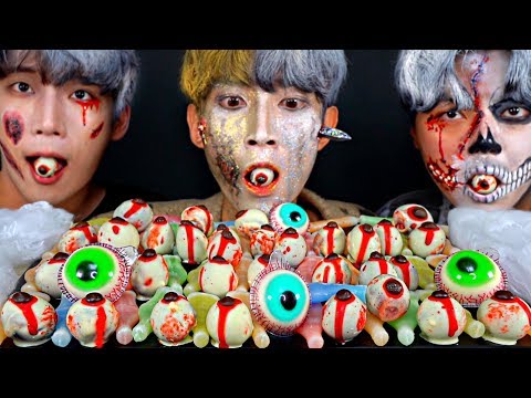 할로윈 눈알 닉클립 먹방 MUKBANG NIK-L-<strong>NIPS</strong> WAX BOTTLES Cokelat 眼球チョコレート