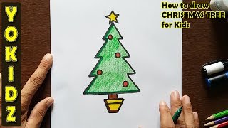 How To Draw A Christmas Tree For Kids