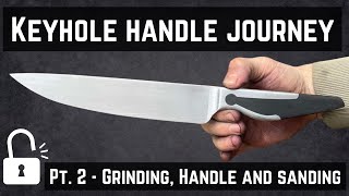 Twist Damascus Keyhole Chef knife! Pt. 2 - Grinding, handle and sanding