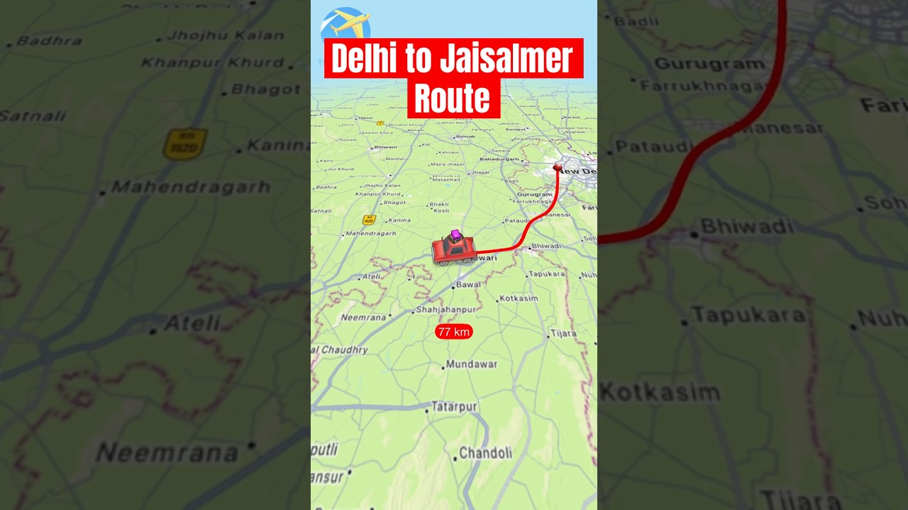 Delhi to Jaisalmer route option by road 