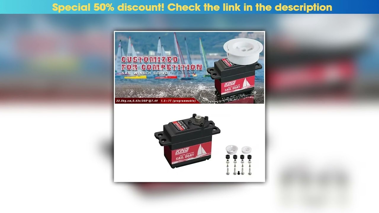 Best KINGMAX SW22HV 68g 22kg.cm Digital Metal Gears Sail Winch Servo 1.5-7T Programmable Dual Ball•